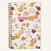 Rood Sinaasappel Geel Bloemen Spiraalgebonden Noti Notitieboek (Voorkant)