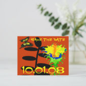 Rood Sinaasappel geel groen blauw Bewaar de datum Aankondigingskaart (Staand voorkant)