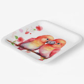 Rood Sinaasappel Geel Lovebirds Papieren Bordje (Gebogen)