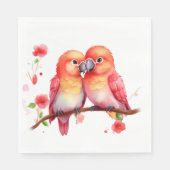 Rood Sinaasappel Geel Lovebirds Servet (Voorkant)