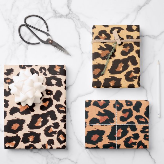 Rood Sinaasappel Geel Zwart Leopard Dierenprint Inpakpapier Vel (Voorkant)