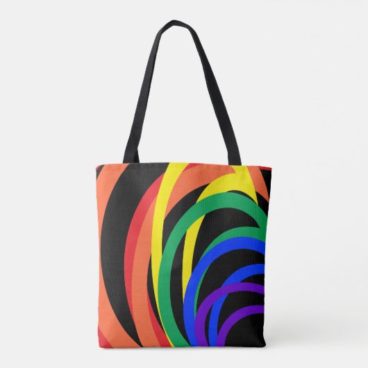 Rood Sinaasappel Geel Zwart Regenboog Abstract Can Tote Bag (Achterkant)