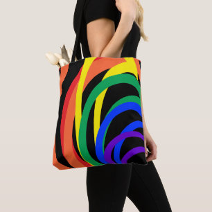 Rood Sinaasappel Geel Zwart Regenboog Abstract Can Tote Bag