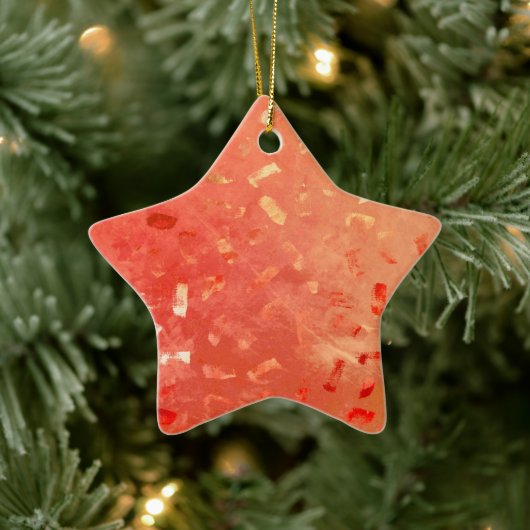 Rood Sinaasappel Goud Glitter Kerst Keramisch Ornament (Boom)