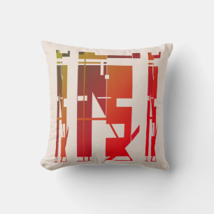Rood Sinaasappel Goudbruin op Beige Tribal Art Moz Kussen