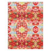 Rood Sinaasappel Groen Japans Bloemen Katoen Diner Tafelkleed (Voorkant)