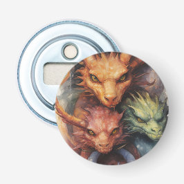 Rood sinaasappel Groene Draken Button Flesopener