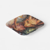 Rood sinaasappel Groene Draken Papieren Bordje (Gebogen)