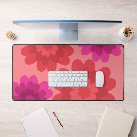 Rood Sinaasappel Heet Roze Modern Flowers Bureaumat (Kantoor 1)