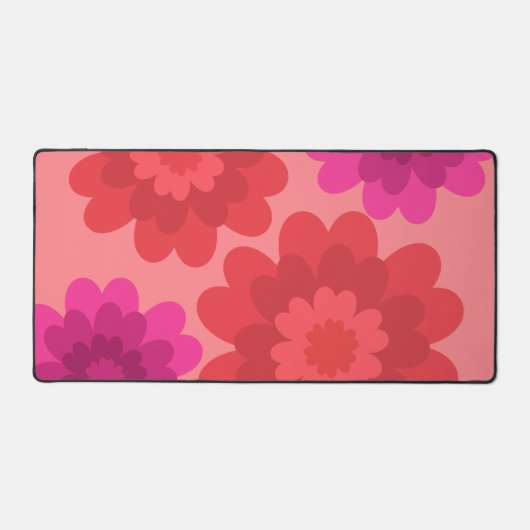 Rood Sinaasappel Heet Roze Modern Flowers Bureaumat (Voorkant)