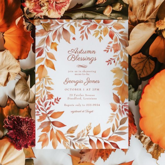 Rood Sinaasappel Herfst Blad Herfst Zegeningen Bab Kaart