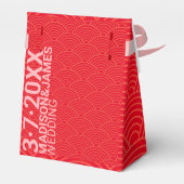 Rood Sinaasappel Japans Wave Bruiloft Bedankdoosjes (Achterkant)