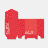 Rood Sinaasappel Japans Wave Bruiloft Bedankdoosjes (Uitgevouwen)