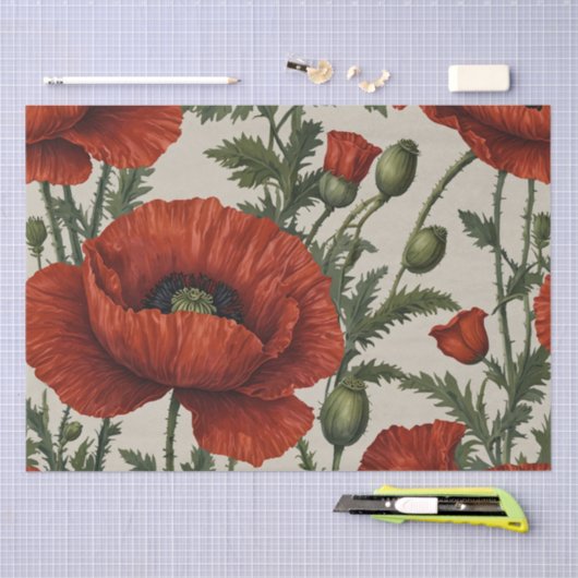 Rood Sinaasappel klaproos Tissuepapier (Craft)