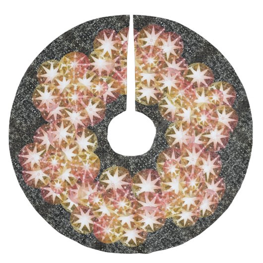 Rood Sinaasappel Kompas Edelsteen Strass Goud Kerstboom Rok (Voorkant)