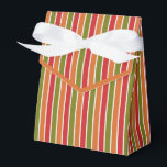 Rood, Sinaasappel, olijfgroen gestreept Bedankdoosjes<br><div class="desc">Rode,  oranje,  olijfgroene gestreepte gunst doos met lint stropdas. Perfect voor alle cadeau decoratie thema's; eenvoudig / minimalistisch tot maximalistisch afhankelijk van extra versieringen.</div>