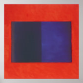 rood sinaasappel op blauw poster (Voorkant)