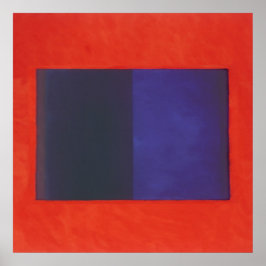 rood sinaasappel op blauw poster