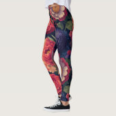 rood Sinaasappel paarse mum pioen bloemig Leggings (Links)