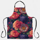   rood Sinaasappel paarse mum pioen bloemig Schort (Voorkant)