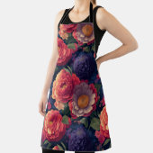   rood Sinaasappel paarse mum pioen bloemig Schort (Insitu)