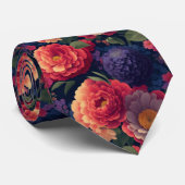 rood Sinaasappel paarse mum pioen bloemig Stropdas (Opgerold)