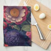   rood Sinaasappel paarse mum pioen bloemig Theedoek (Quarter Fold)