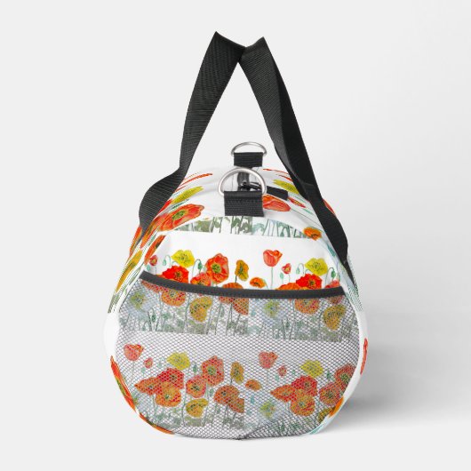 Rood Sinaasappel Poppy Aquarel Bloemlint Plunjezak (Rechts)