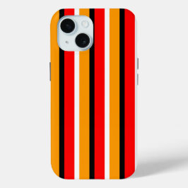 Rood Sinaasappel strepen Pattern Design iPhone 15 Case