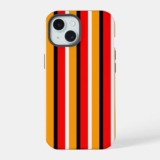 Rood Sinaasappel strepen Pattern Design iPhone 15 Case (Achterkant)