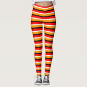 Rood Sinaasappel strepen Pattern Design Leggings (Voorkant)