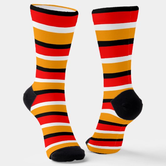Rood Sinaasappel strepen Pattern Design Sokken (Gebogen)