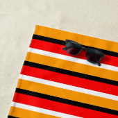 Rood Sinaasappel strepen Pattern Design Strandlaken (In situ)