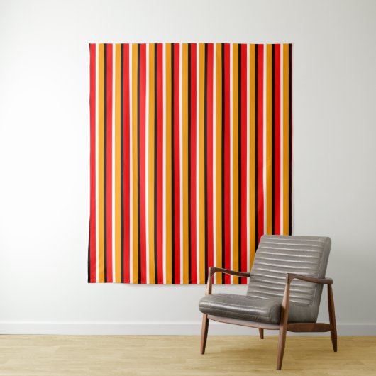 Rood Sinaasappel strepen Pattern Design Wandkleed (In situ)