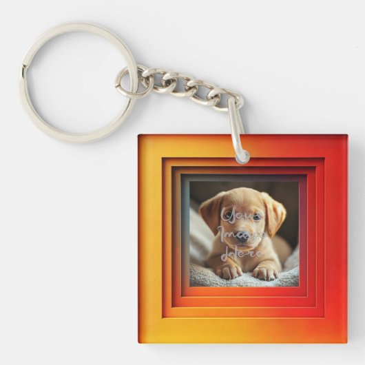  rood Sinaasappel Sunset Gradient Lijst Sleutelhanger (Voorkant)