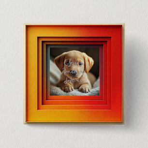  rood Sinaasappel Sunset Gradient Lijst Vierkante Button 5,1 Cm