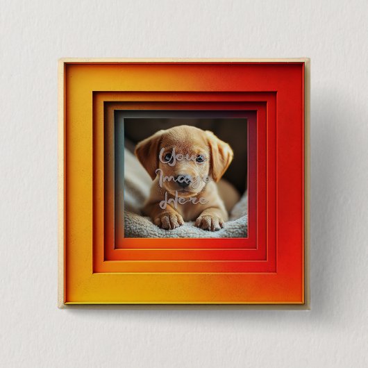 rood Sinaasappel Sunset Gradient Lijst Vierkante Button 5,1 Cm (Voorkant)