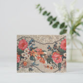 rood sinaasappel wit bloempatroon briefkaart (Staand voorkant)