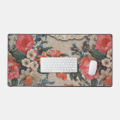 rood sinaasappel wit bloempatroon bureaumat (Keyboard & Muis)