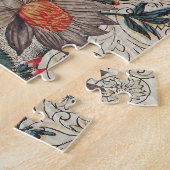 rood sinaasappel wit bloempatroon legpuzzel (Zijkant)