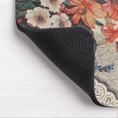  rood sinaasappel wit bloempatroon muismat (Hoek)