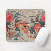  rood sinaasappel wit bloempatroon muismat (Met muis)