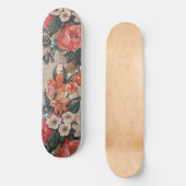  rood sinaasappel wit bloempatroon persoonlijk skateboard (Voorkant)