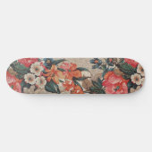  rood sinaasappel wit bloempatroon persoonlijk skateboard (Horizontaal)