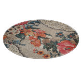  rood sinaasappel wit bloempatroon snijplank (Hoek)