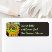 Rood Sinaasappel Zinnia Waterverf Fine Floral Etiket (Insitu)