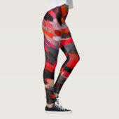 Rood Sinaasappel Zwart Abstract Schilderen Leggings (Rechts)