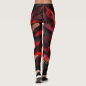 Rood Sinaasappel Zwart Abstract Schilderen Leggings (Achterkant)