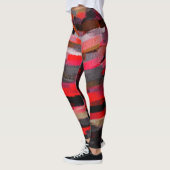 Rood Sinaasappel Zwart Abstract Schilderen Leggings (Links)