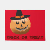 rood sinaasappel zwart, pompoen heks halloween deurmat (Voorkant)